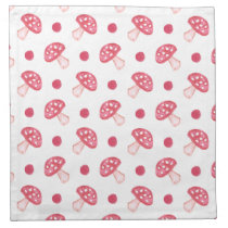 watercolor cute red mushrooms and polka dots cloth napkin