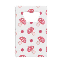 watercolor cute red mushrooms and polka dots credit card bottle opener