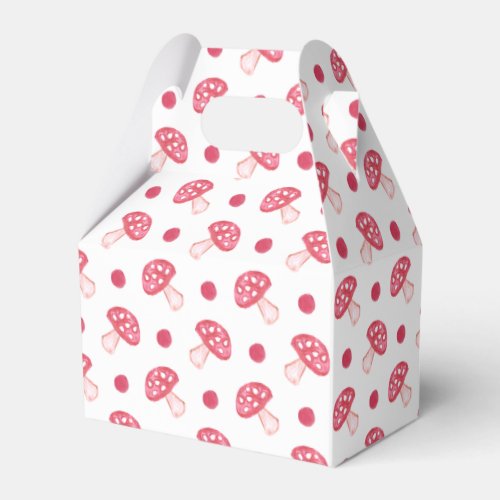 watercolor cute red mushrooms and polka dots favor boxes