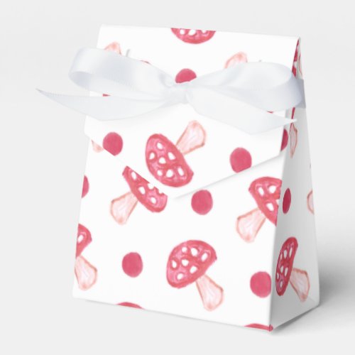 watercolor cute red mushrooms and polka dots favor boxes