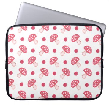 watercolor cute red mushrooms and polka dots laptop sleeve
