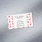 watercolor cute red mushrooms and polka dots magnetic business card (In Situ)