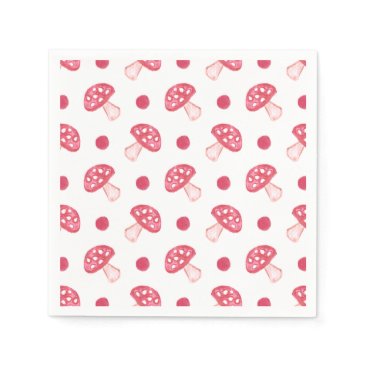 watercolor cute red mushrooms and polka dots napkins