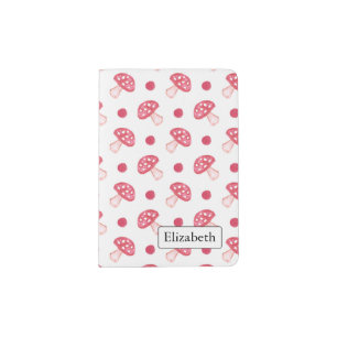 watercolor cute red mushrooms and polka dots passport holder