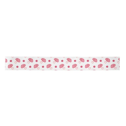 watercolor cute red mushrooms and polka dots satin ribbon