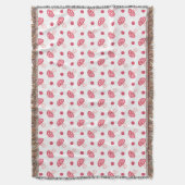 watercolor cute red mushrooms and polka dots throw blanket (Front Vertical)