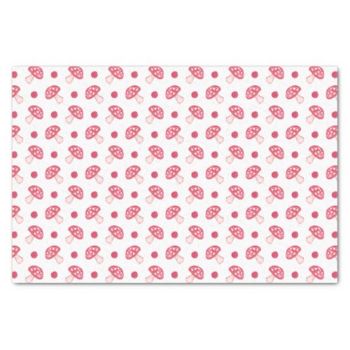 watercolor cute red mushrooms and polka dots tissue paper