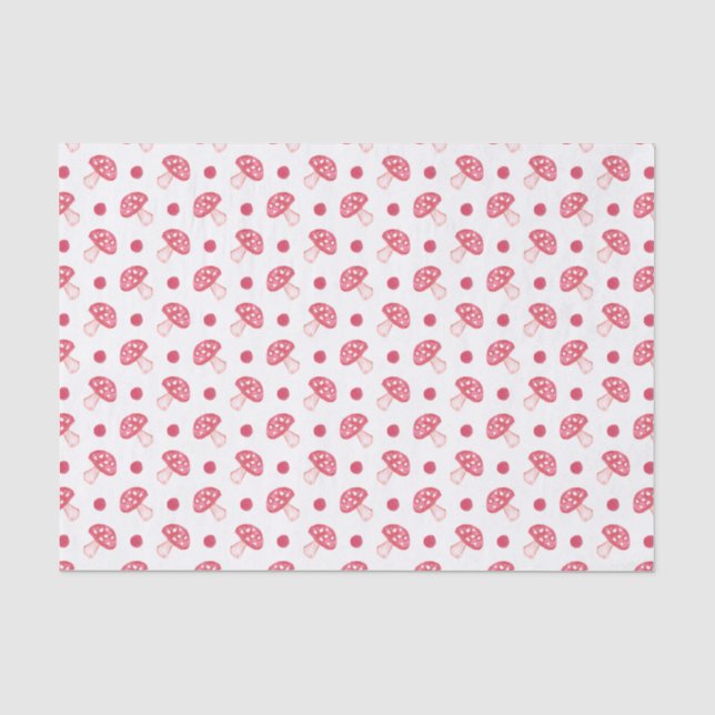 watercolor cute red mushrooms and polka dots tissue paper (Front)
