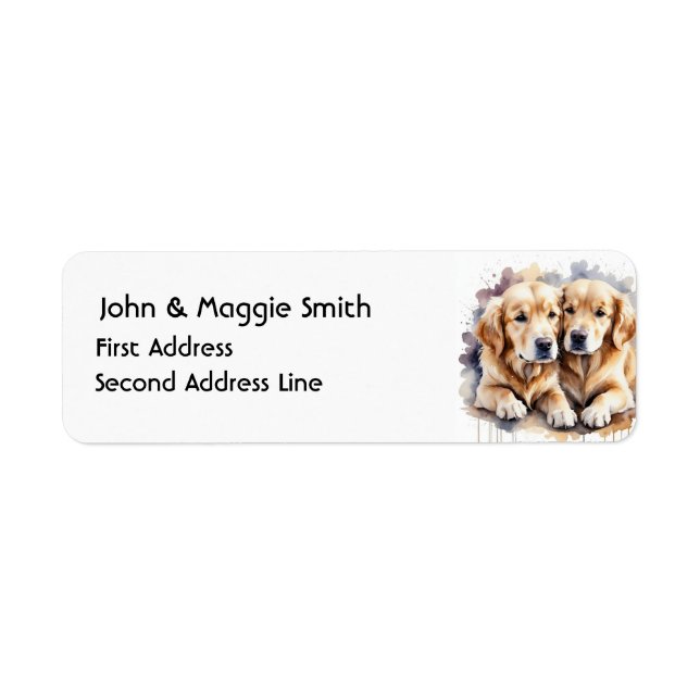 Watercolor Cute Retriever Dog Puppy  Label (Front)