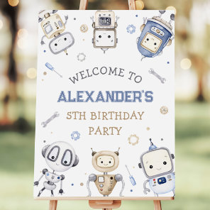 Watercolor Cute Robot Kids Birthday Party Foam Board