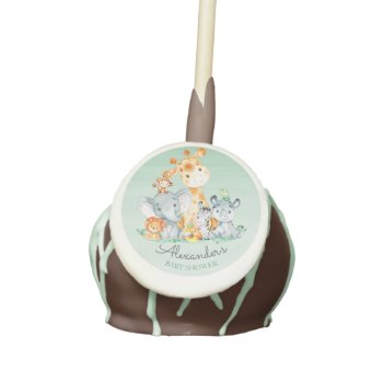 Watercolor Cute Safari Jungle Animals Baby Shower Cake Pops by SpecialOccasionCards at Zazzle
