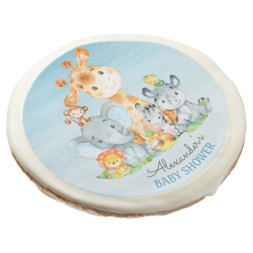 Watercolor Cute Safari Jungle Animals Baby Shower Sugar Cookie