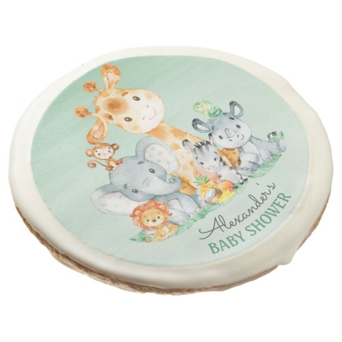 Watercolor Cute Safari Jungle Animals Baby Shower Sugar Cookie