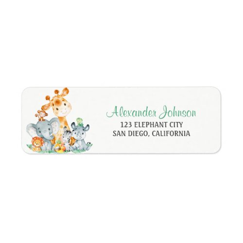 Watercolor Cute Safari Jungle Animals Label