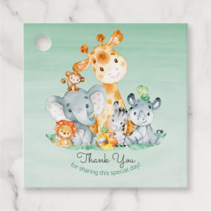 Watercolor Cute Safari Jungle Animals Thank You Favor Tags