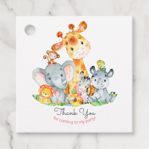 Watercolor Cute Safari Jungle Animals Thank You Favor Tags