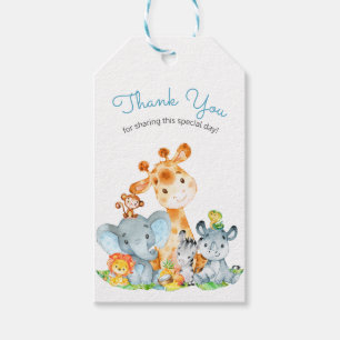 Watercolor Cute Safari Jungle Animals Thank You Gift Tags