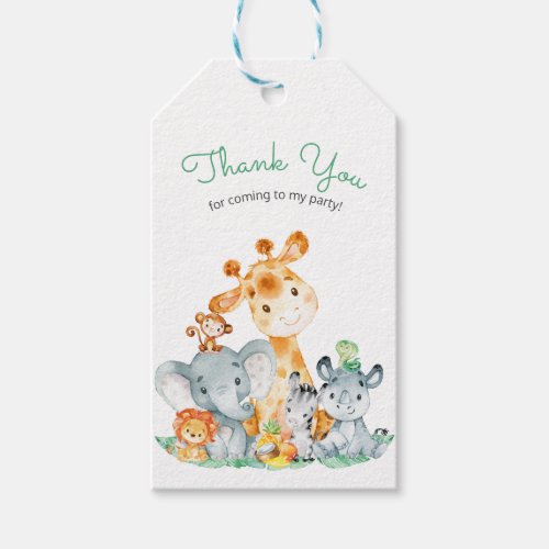 Watercolor Cute Safari Jungle Animals Thank You Gift Tags