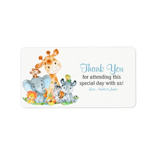 Watercolor Cute Safari Jungle Animals Thank You Label