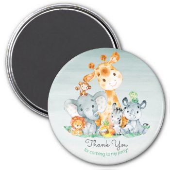 Watercolor Cute Safari Jungle Animals Thank You Magnet by SpecialOccasionCards at Zazzle