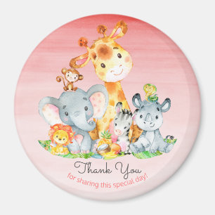 Watercolor Cute Safari Jungle Animals Thank You Magnet