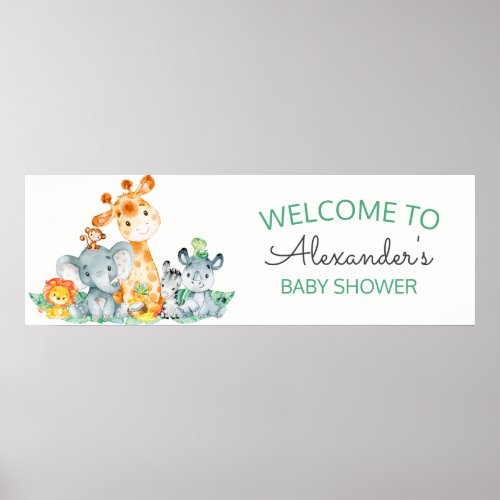 Watercolor Cute Safari Jungle Baby Shower Poster