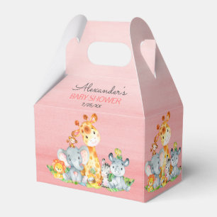 Watercolor Cute Safari Jungle Girl Baby Shower Favor Boxes