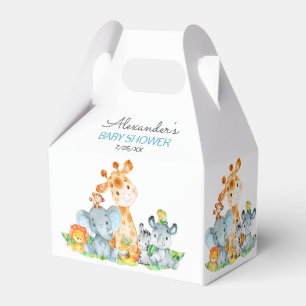 Watercolor Cute Safari Jungle Girl Baby Shower Favor Boxes