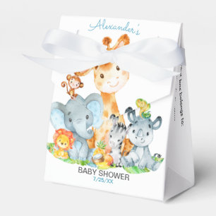 Watercolor Cute Safari Jungle Girl Baby Shower Favor Boxes