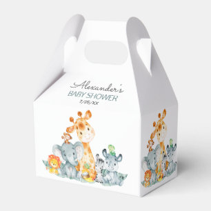 Watercolor Cute Safari Jungle Girl Baby Shower Favor Boxes
