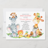 Watercolor Cute Safari Jungle Girl Baby Shower Invitation (Front)