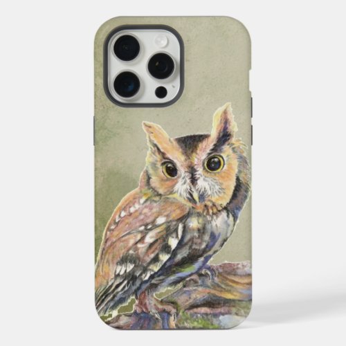 Watercolor Cute Screech Owl Bird Wildlife Animal iPhone 15 Pro Max Case