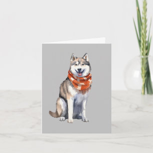 Watercolor Cute Siberian Husky Dog Letterpress Thank You Card