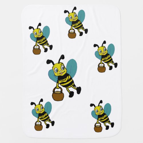 watercolor cute smiling bee baby blanket