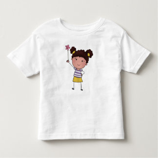 Watercolor Cute Stick Girl pink Flower Beautiful Toddler T-shirt