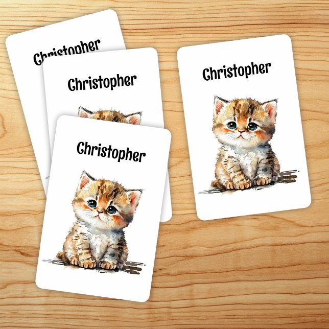 Watercolor Cute Tabby Cat Playing Cards (Creator Uploaded)