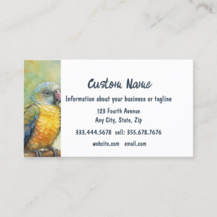 Watercolor Cute Tropical Parrot Bird Nature Art Business Card