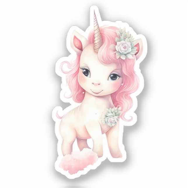 watercolor cute unicorn sticker (Front)