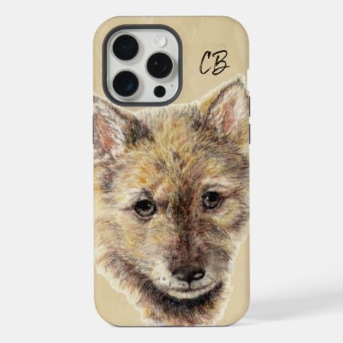 Watercolor Cute Wolf Pup Animal Nature Wildlife  iPhone 15 Pro Max Case