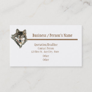 Watercolor Cute Wolf, Wolves Wildlife Animal Business Card