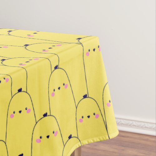 Watercolor Cute Yellow Chick  Bunny Pattern Tablecloth