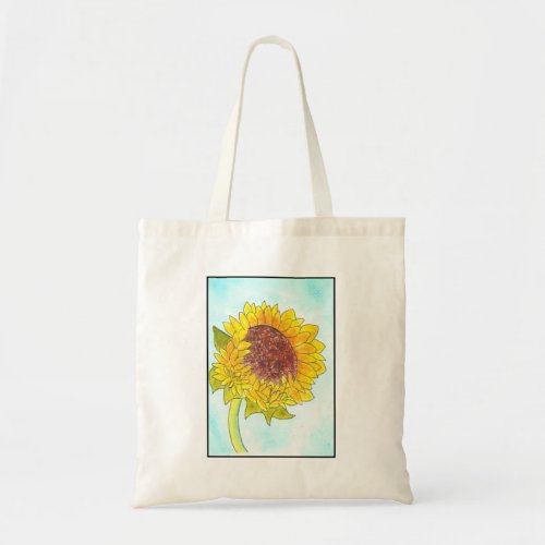 Watercolor Cute Yellow Sunflower Tote Bag