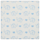 watercolor cuteblue baby elep elephants and hearts fabric