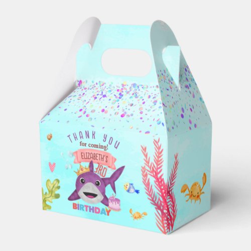 Watercolor Cutest Birthday Shark Birthday Party Favor Boxes