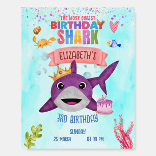 Watercolor Cutest Birthday Shark Birthday Party Foam Board