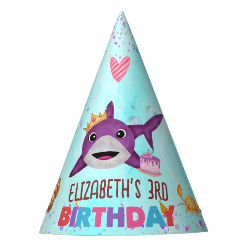Watercolor Cutest Birthday Shark Birthday Party Party Hat