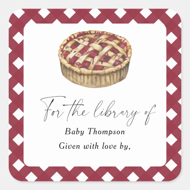 Watercolor cutie pie - Baby Shower bookplate (Front)