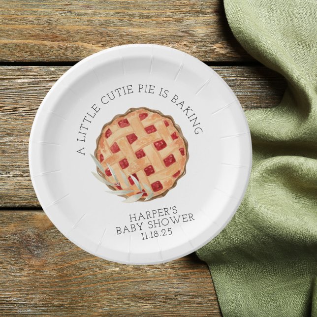 Watercolor Cutie Pie Baking Baby Shower Paper Plates (Creator Uploaded)