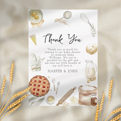 Watercolor Cutie Pie Baking Baby Shower Thank You