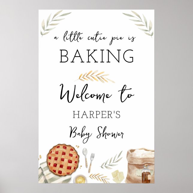Watercolor Cutie Pie Baking Welcome Sign (Front)